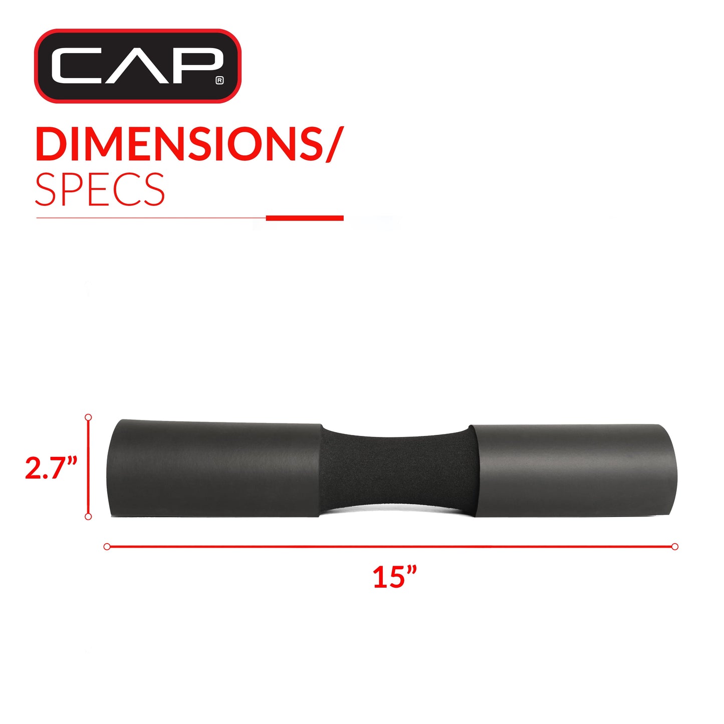 Bar Pad, Non-Slip, Ergonomic Barbell Pad for Neck and Shoulders - Black